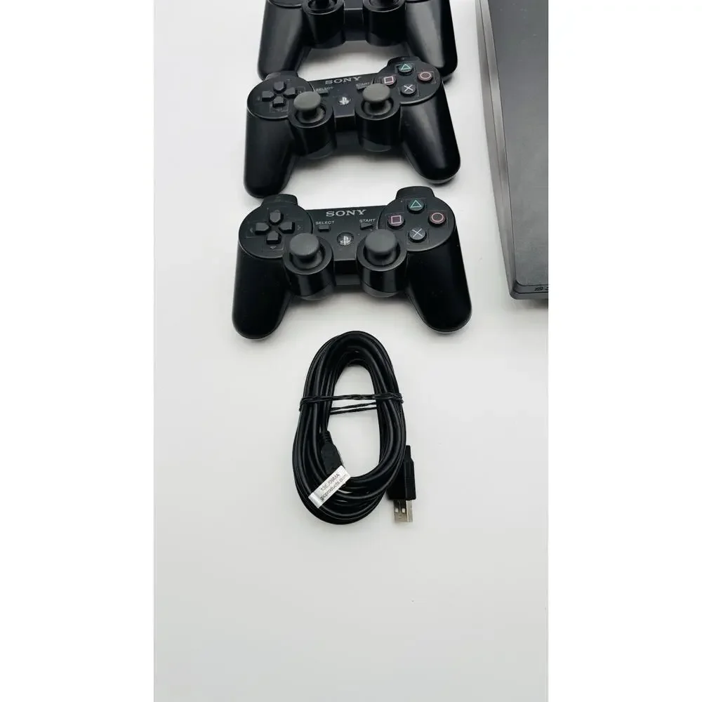 Sony PlayStation 3 PS3 Slim 320GB Console CECH-3001B Tested Works 3 Controllers
